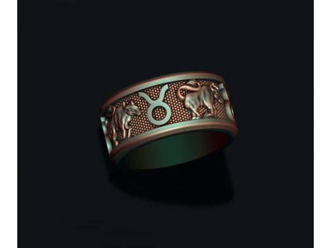 Modelo de impress&atilde;o 3D do anel Zodiac Taurus Bull Lite Modelo de Impressão 3D