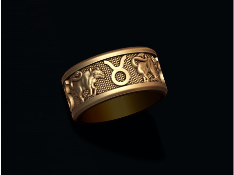 Zodiac Taurus Bull lite ring 3D print model Model Cetak 3D