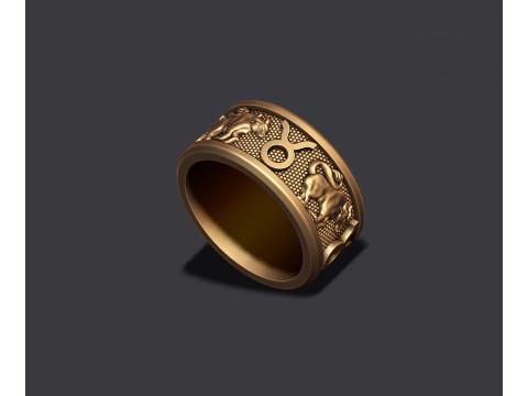 Zodiac Taurus Bull lite ring 3D print model Model Cetak 3D