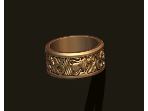 Zodiac Taurus Bull lite ring 3D print model 3D Print Model