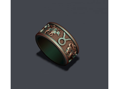Zodiac Taurus Bull lite ring 3D print model Model Cetak 3D