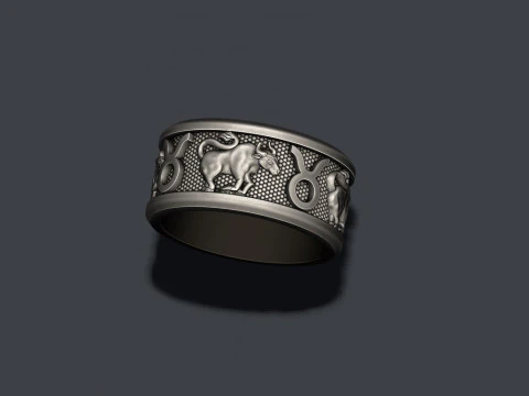 Zodiac Taurus Bull lite ring 3D print model 3D Print Model