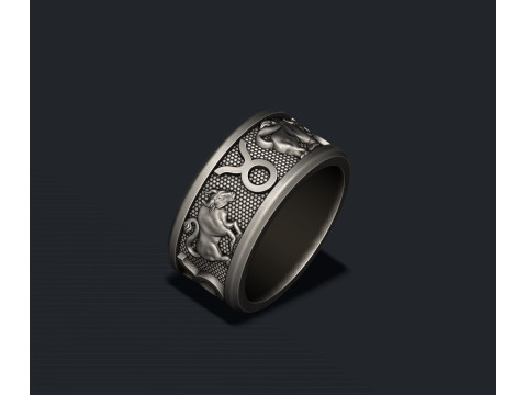 Zodiac Taurus Bull lite ring 3D print model Model Cetak 3D
