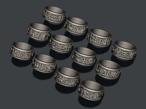 Jewellery horoscope signes lite rings pack set 3D print model 3D Print Model