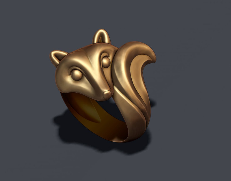 Fox ring 3D print model Modelo de Impressão 3D .c4d .max .obj .3ds .fbx .stl .blend 