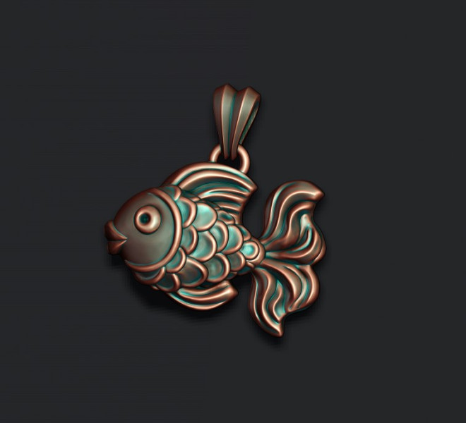 Golden fish pendant 3D print model 3D Print Model .c4d .max .obj .3ds .fbx .stl .blend 