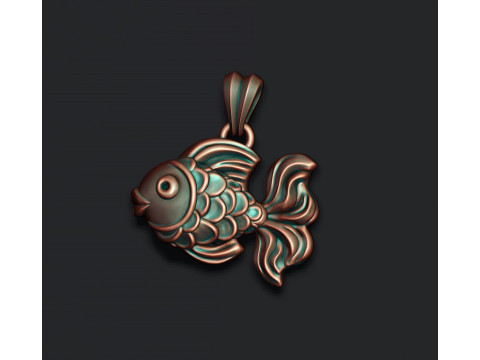 Golden fish pendant 3D print model 3D Print Model