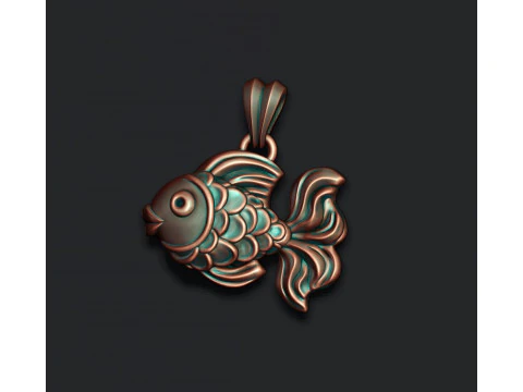 Modelo de impress&atilde;o 3D de pingente de peixe dourado Modelo de Impressão 3D