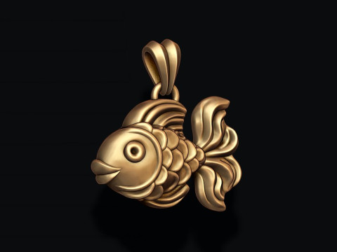 Golden fish pendant 3D print model 3D Print Model