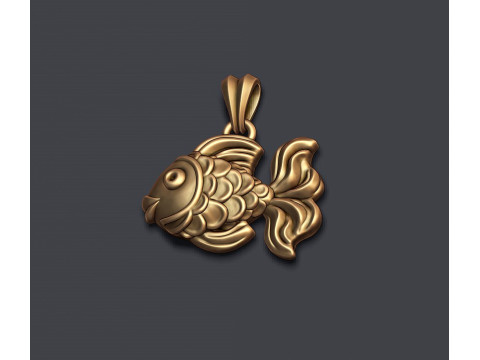 Golden fish pendant 3D print model 3D Print Model