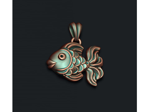 Golden fish pendant 3D print model 3D Print Model