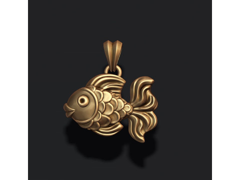Golden fish pendant 3D print model 3D Print Model