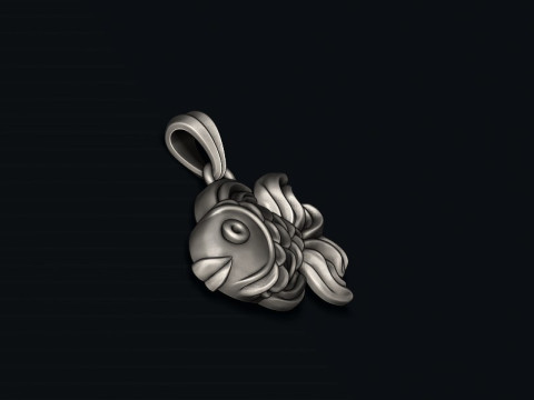 Golden fish pendant 3D print model 3D Print Model