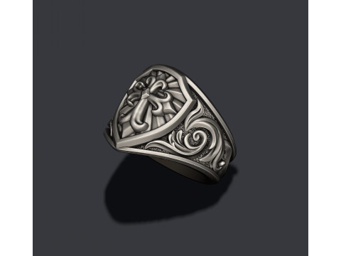 Signet ring with cross 3D print model 3D Принт Модель
