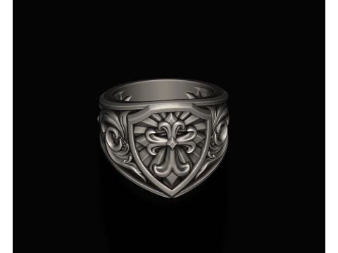 Signet ring with cross 3D print model 3D Принт Модель