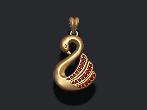 Pingente de cisne com pedras preciosas modelo de impress&atilde;o 3D Modelo de Impressão 3D