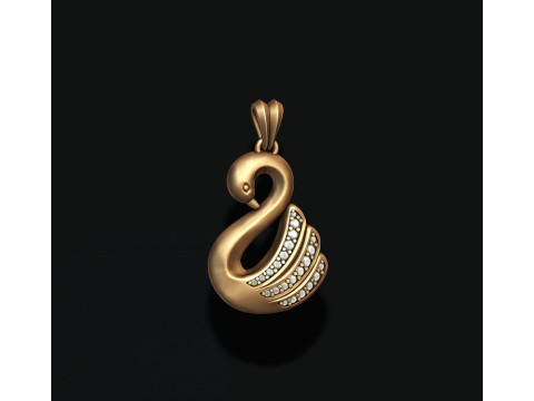 Swan pendant with gems 3D print model 3D Print Model