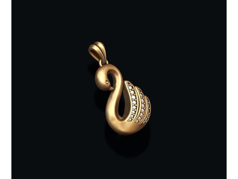Swan pendant with gems 3D print model 3D Print Model
