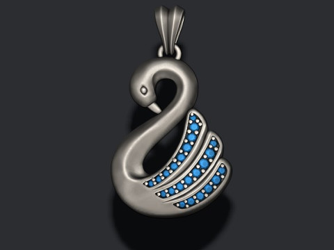 Swan pendant with gems 3D print model 3D Print Model