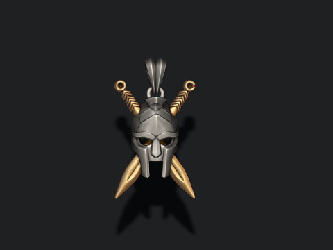 Helmet sword pendant 3D print model Modèles 3D en vedette