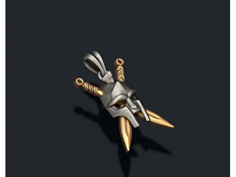 Helmet sword pendant 3D print model Modèles 3D en vedette