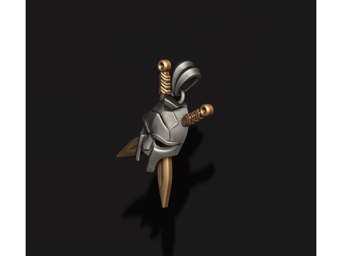 Helmet sword pendant 3D print model Modèles 3D en vedette