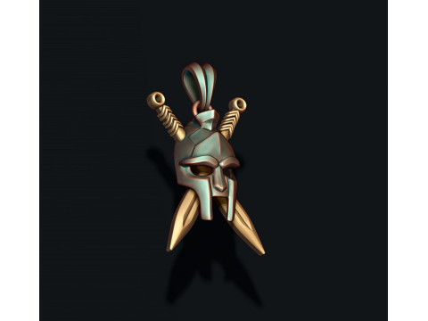 Helmet sword pendant 3D print model Modèles 3D en vedette
