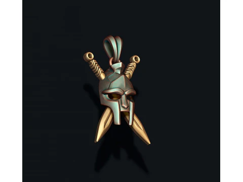 Helmet sword pendant 3D print model 3D Print Model