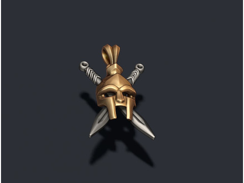 Helmet sword pendant 3D print model Modèles 3D en vedette