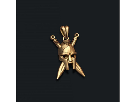 Helmet sword pendant 3D print model Modèles 3D en vedette