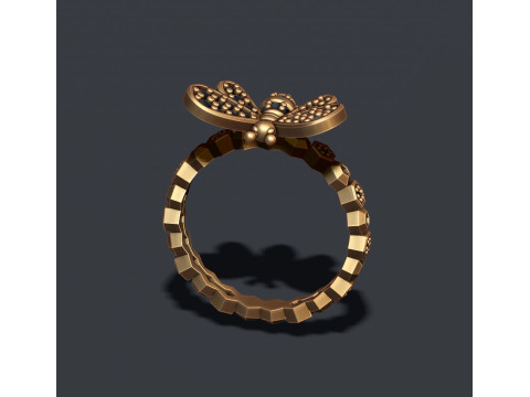 Bee ring with gems 3D print model Model do druku 3D