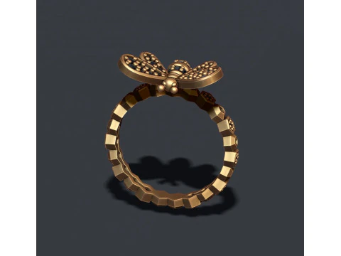 Bee ring with gems 3D print model 3D Print Model