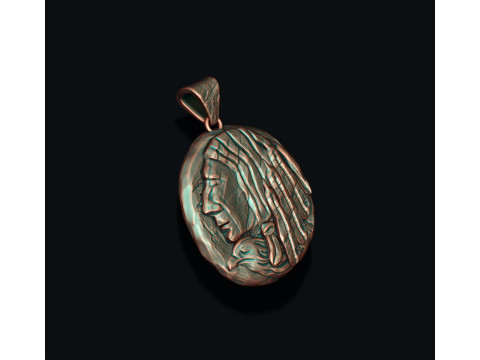 Native indian american coin pendant 3D print model Modelo de Impressão 3D