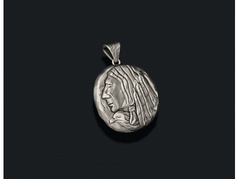 Native indian american coin pendant 3D print model Modelo de Impressão 3D