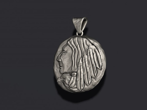 Native indian american coin pendant 3D print model Modelo de Impressão 3D