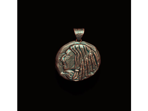 Native indian american coin pendant 3D print model Modelo de Impressão 3D