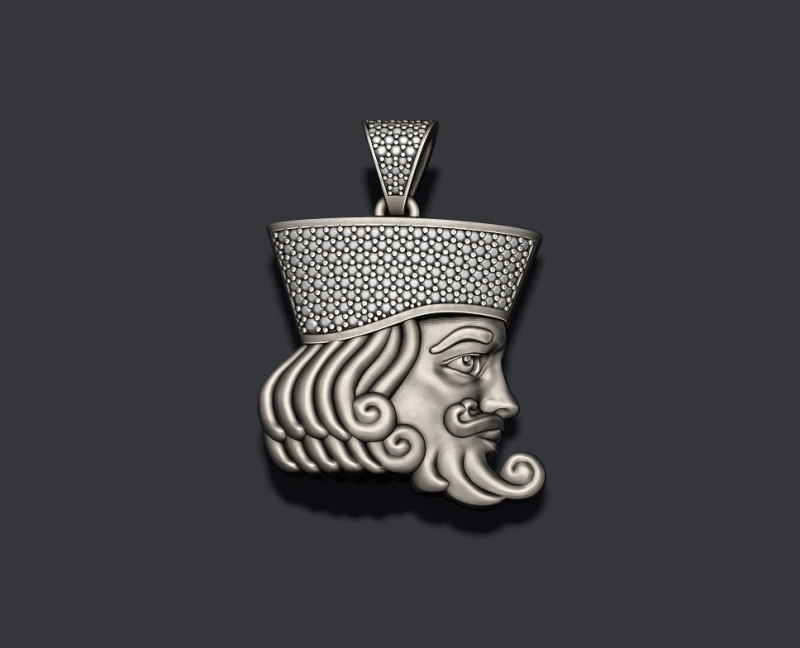 King head playing card pendant 3D print model Modello di stampa 3D .c4d .max .obj .3ds .fbx .stl .blend 