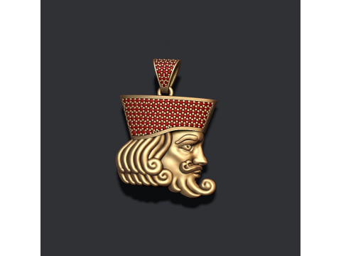 King head playing card pendant 3D print model Modello di stampa 3D