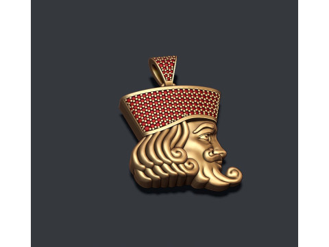 King head playing card pendant 3D print model Modello di stampa 3D