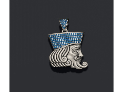 King head playing card pendant 3D print model Modello di stampa 3D