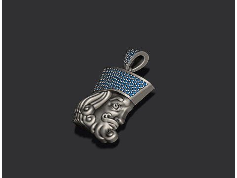 King head playing card pendant 3D print model Modello di stampa 3D