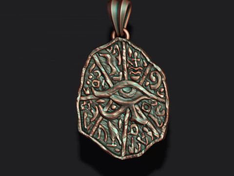 Modelo de impress&atilde;o 3D com pingente de hier&oacute;glifos eg&iacute;pcios Modelo de Impressão 3D