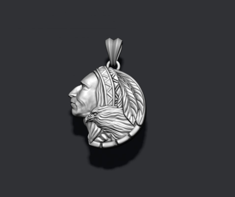 Native indian american with eagle pendant 3D print model Modèles 3D en vedette .c4d .max .obj .3ds .fbx .stl .blend 