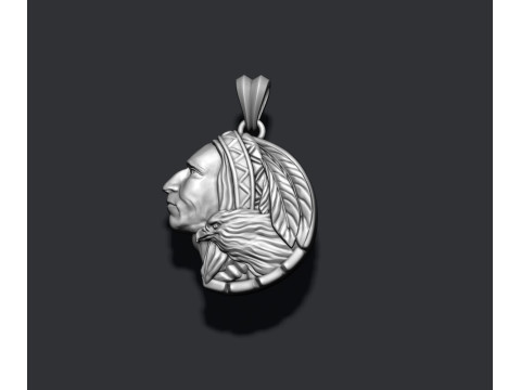 Native indian american with eagle pendant 3D print model Modelo de Impressão 3D