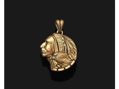 Native indian american with eagle pendant 3D print model 3D Print Model