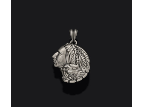 Native indian american with eagle pendant 3D print model Modèles 3D en vedette