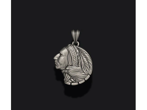 Native indian american with eagle pendant 3D print model 3D Print Model