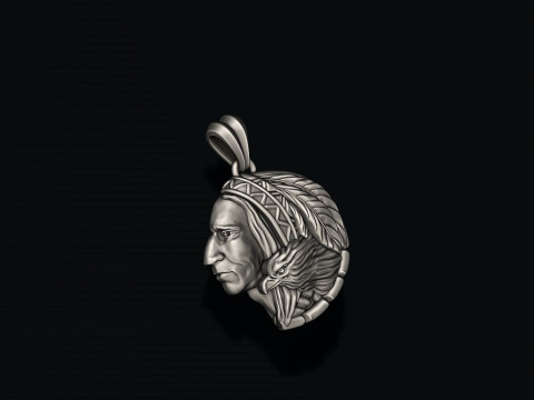 Native indian american with eagle pendant 3D print model Modèles 3D en vedette