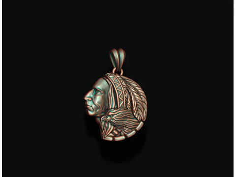 Native indian american with eagle pendant 3D print model 3D Print Model