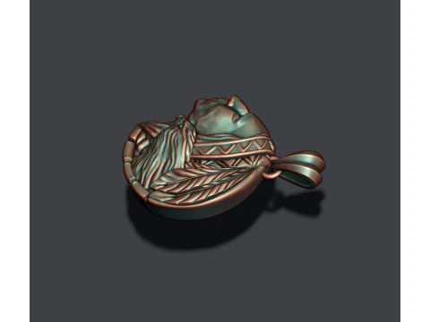 Native indian american with eagle pendant 3D print model 3D Print Model